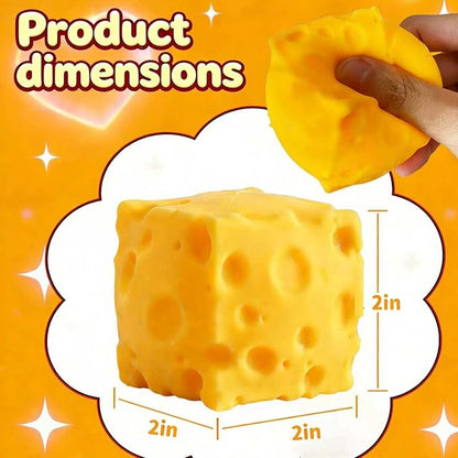 Yellow Cheese Squeeze Toy, Easter Basket Stuffers for Kids Teens, Soft Simulation Food Squeeze Toy, Cute Desk Decor, Birthday Gift for Girls Boys, Office Classroom Fidget Pack