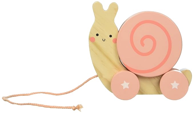 Pearhead Montessori Snail Pull Toy, Pull Along Wooden Toy, Early Development Push and Pull String Toy, Motor Skill Toy for Toddlers Ages 1+ Year