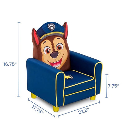 Delta Children Figural Upholstered Kids Chair, Nick Jr. PAW Patrol Chase,Wood, Blue