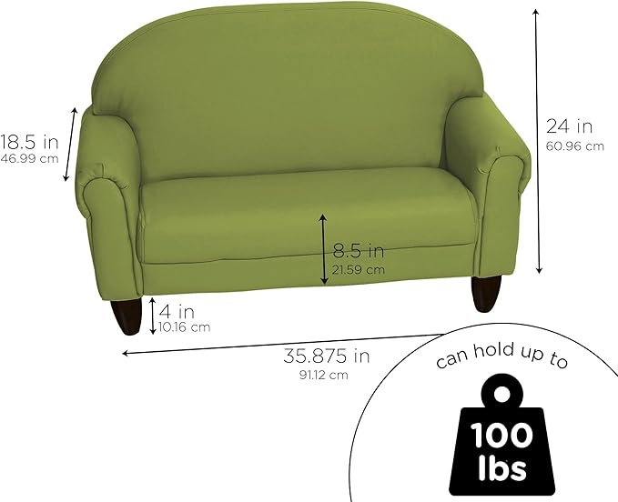 Children's Factory As We Grow Toddler Sofa, Flexible Seating for Daycare or Preschool, Kids Reading Couch, Playroom Furniture, Sage