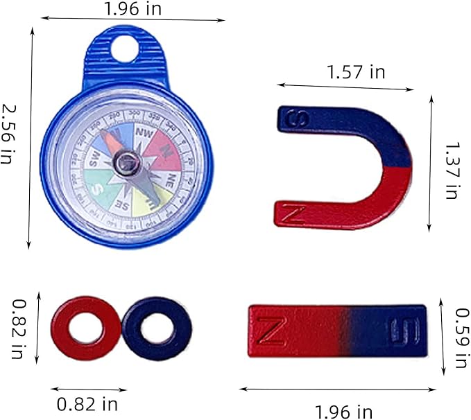 School Science Magnets Set for Kids Magnet Kit Fun Experiment Tool Physics Educational Toys Games for Children Teen Including Horseshoe/Ring/Horseshoe/Compass/Bar Magnets