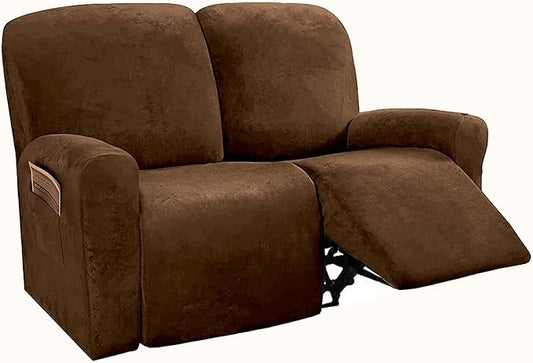 NORTHERN BROTHERS Stretchy Recliner Chair Covers, Velvet Recliner Covers, Lazy Boy Chair Cover (Brown, loveseat)