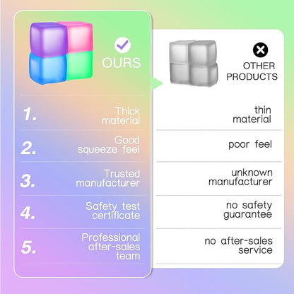 Fidget Toy Stress Cube 4 Pack, Cube Squishies Anxiety Stress Relief with Thick Substance,Fidgets for Classroom,Stress Balls for Adults Kids Children Teens