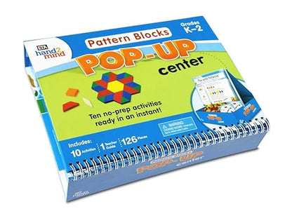 hand2mind Pattern Blocks Pop-Up Learning Activity Center, Create and Play Pattern Blocks, Foam Shapes, 3D Shapes Manipulatives, Geometric Shapes for Kids, Learning Shapes for Kindergarten