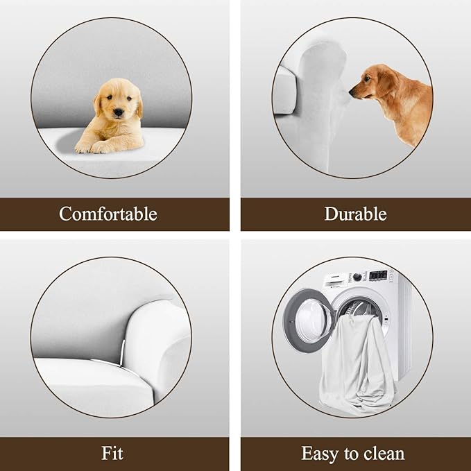 Easy-Going 4 Pieces Microfiber Stretch Recliner Slipcover – Spandex Soft Fitted Sofa Couch Cover, Washable Furniture Protector with Elastic Bottom for Kids, Pet(Recliner, Snow White)