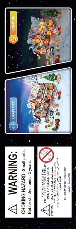 3 Style Christmas Gingerbread House Building Set with LED Light - 2024 Snowscape Village House Building Block Toy with Santa Claus Xmas Tree Train Gifts for Adults Kids Girls Boys Ages 8+ (1397 PCS)