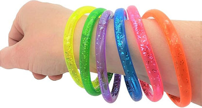 6" Liquid Super Glitter Colorful Bracelet Bright Neon Colors. Cool Bracelets for Party Favor, Stocking Stuffers, Birthday Parties, Fundraisers, or Prizes! …