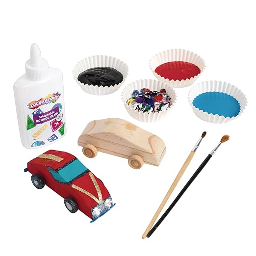 Colorations Wooden Cars, Set of 12, Moving Wheels That Roll, Ready to Paint Cars, DIY Wood Craft Kit, Decorate & Personalize, Craft Project, Wood Kids Craft