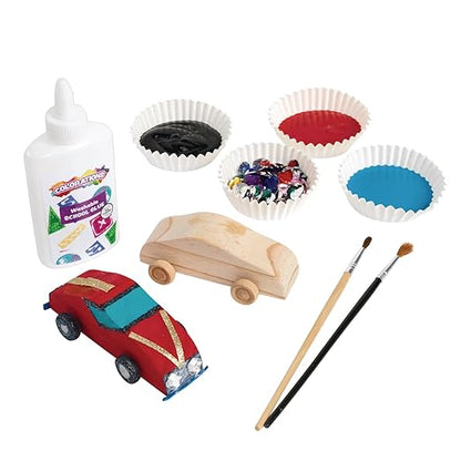 Colorations Wooden Cars, Set of 12, Moving Wheels That Roll, Ready to Paint Cars, DIY Wood Craft Kit, Decorate & Personalize, Craft Project, Wood Kids Craft