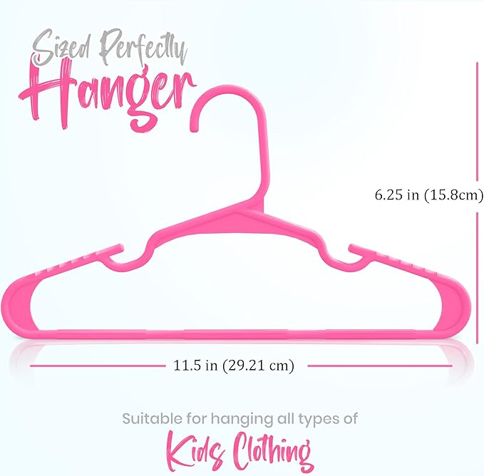 Utopia Home 40 Pack Kids Hangers - 11.5 Inch Plastic Baby Hangers for Closet - Childrens Hanger for Clothes & Infant Hanger for Closet - Ideal for Everyday Standard Use (Pink)