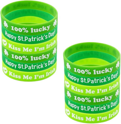 108PCS St. Patrick's Day Party Favor Dressing-up Accessories with Shamrock Eyeglasses Beaded Necklace Temporary Tattoos Mustache Bracelets Set