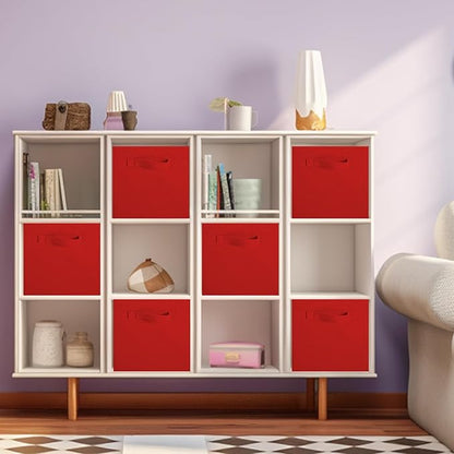 ShellKingdom Storage Bins, Foldable Fabric Storage Cubes and Cloth Storage Organizer Drawer for Closet and Toys Storage, 6 Pack (Red)