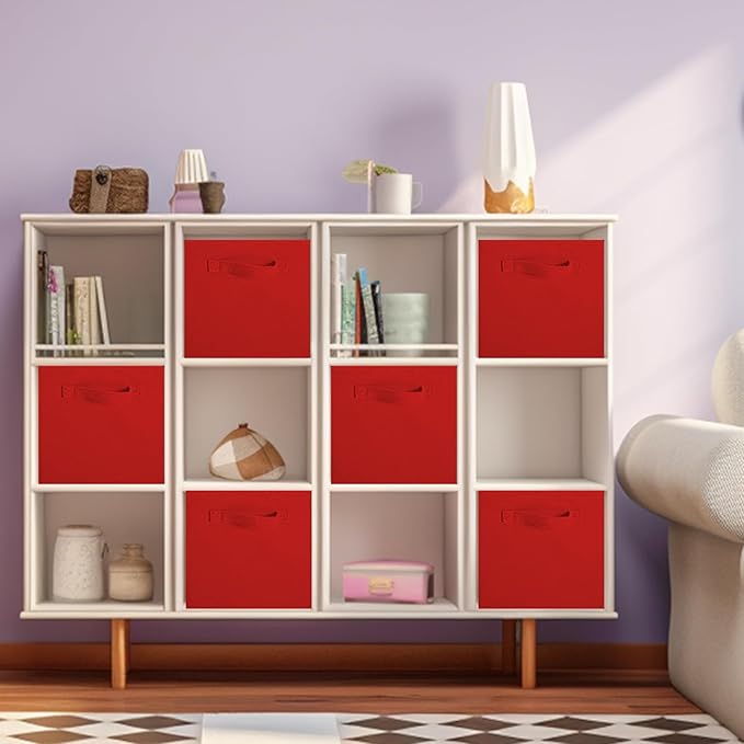 ShellKingdom Storage Bins, Foldable Fabric Storage Cubes and Cloth Storage Organizer Drawer for Closet and Toys Storage, 2 Pack (Red)