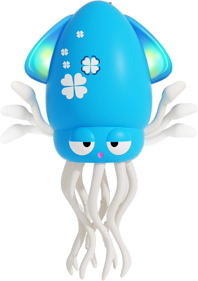 Electric Dancing Octopus Light Music Suitable for 12-18 Months Old Baby Toys, Kid Crawling Squid Toys Suitable for Toddler Tummy Time, Christmas Birthday Gifts for 1 2 3 4 5 6 Year Old Boy (Blue)