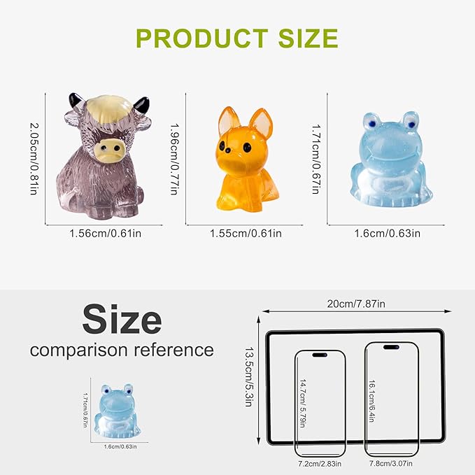 52pcs Mini Resin Animal Figures Bulk Duck Mushroom Frog Tiny Resin Animals Little Small Figures Miniatures for Party Favors Bag Fillers Dollhouse Decor
