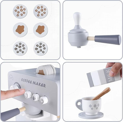 Kids Coffee Maker Toy Espresso Machine Playset, Pretend Play Food Sets for Kids Kitchen, Toddler Play Kitchen Accessories Gift for Girls and Boys