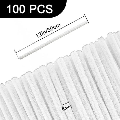 White Pipe Cleaners Craft,100pcs Craft Supplies Chenille Stems Arts & Crafts for DIY Valentines Day Decorations,Flowers Making Pipe Cleaners White Bulk Gifts for Her Room Decor,Art Supplies for Kids