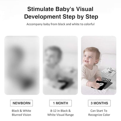 beiens High Contrast Baby Flashcards, Black White Color Newborn Brain Development Toys, Visual Stimulation Learning Activity Cards, Educational Infants Gift (Black White Color(for 3-6 Months))