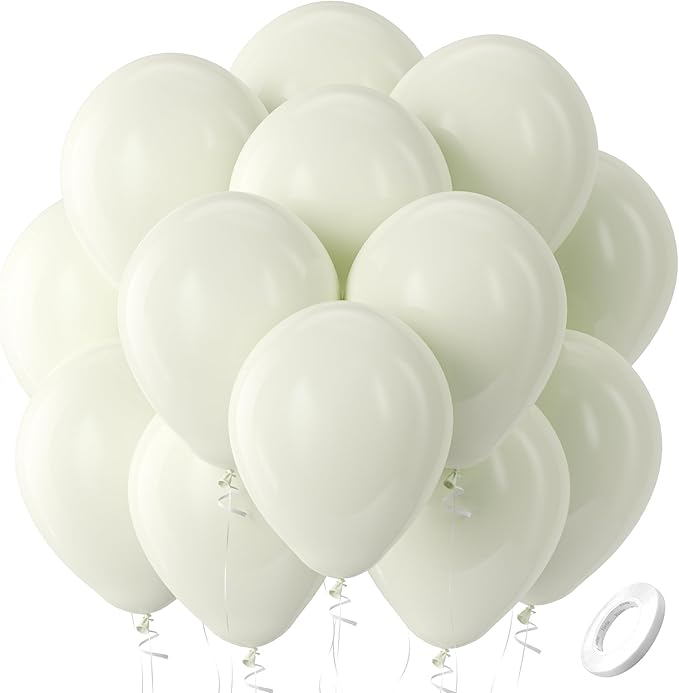 Bezente Beige Balloons Latex Party Balloons - 100 Pack 12 inch Round Helium Cream Ivory White Balloons for Wedding Birthday Gender Reveal Easter Tea Boho Decorations