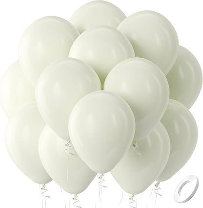 Bezente Beige Balloons Latex Party Balloons - 100 Pack 12 inch Round Helium Cream Ivory White Balloons for Wedding Birthday Gender Reveal Easter Tea Boho Decorations