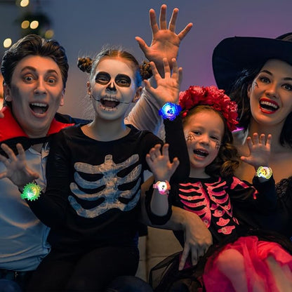 JoFAN 24 Pack Halloween LED Fidget Spinner Bracelets Light Up Toys for Kids Boys Girls Halloween Party Favors Halloween Treat Bags Gifts