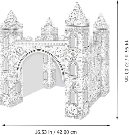 1 Set Colorizing 3D Castle Paper Fairy Tale Castle Paintable Cardboard Castle Kids Art Craft Supplies for Indoor Outdoor Fun