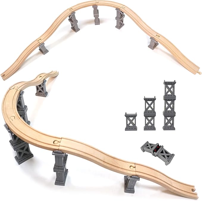 Wooden Train Bridges, Viaduct Bridge, Wooden Train Track Accessories, Wooden Train Track, Train Tracks Compatible with All Major Brands, Wooden Toys for Girls & Boys