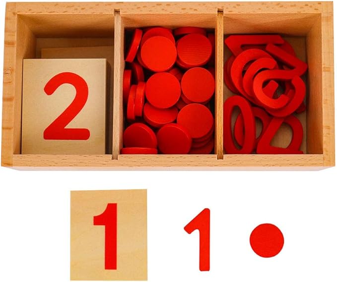 Montessori Cards & Counters with Cut-Out Numeral Math Games & Teaching Numbers Counting Toys