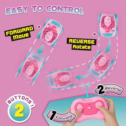 Nueplay Remote Control Car for Toddler Age 2 3 4 5, Electric RC Car Toys with Light & Music, Toddler Toys, Race Car Vehicles, Horse Figures Truck, Christmas Birthday Gift for Baby Girls, Pink