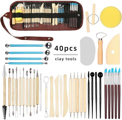 LINPHCEY 40Pcs Clay Sculpting Tools Set Perfect for Polymer Air Dry Modeling Clay Beginners & Professionals Ideal for DIY Pottery & Ceramics Tools for Clay Sculpey Sculpting & Crafting