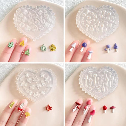 KEOKER Christmas and Fall Polymer Clay Molds, Polymer Clay Silicone Molds, Polymer Clay Mini Molds, 8pcs Earring Molds for Polymer Clay, Polymer Clay Molds for Jewelry(Substitute Micro Clay Cutters)
