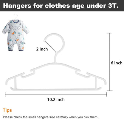 GoodtoU Kids Hangers 100 Pack Baby Hangers for Closet Toddler Hangers Plastic White Childrens Hangers Small Hangers 10.24inch