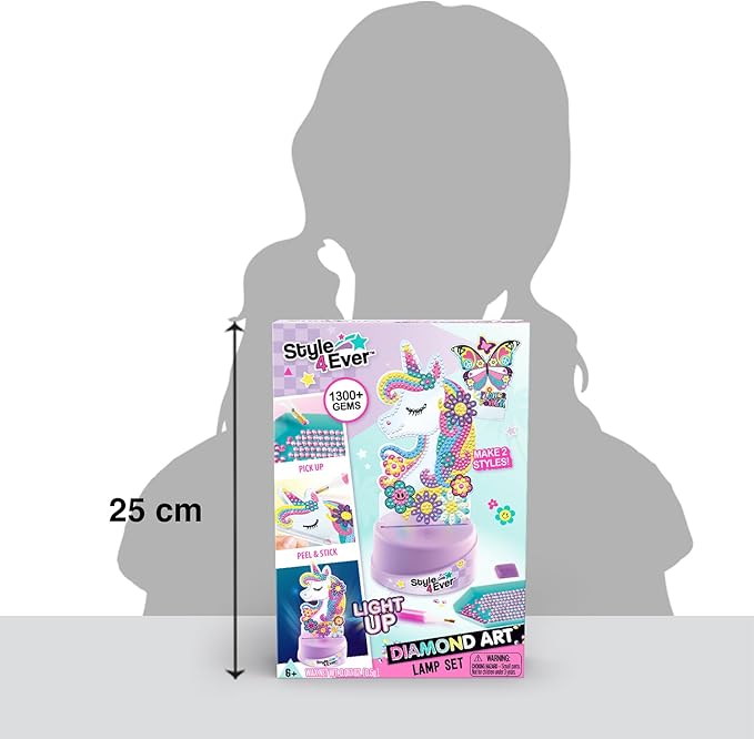 Canal Toys Style 4 Ever Diamond Art Unicorn or Butterfly Lamp Set. Bead up The Unicorn and Butterfly, Then swap Out on The Light up Base. Age 6+