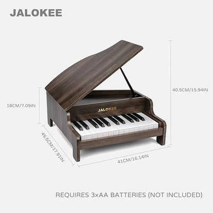 Kids Piano Keyboard, 25 Keys Grand Piano for Kids, Mini Music Educational Instrument Toy, Volume Adjustable, Wood Toy for Toddlers Girls Boys (Walnut)