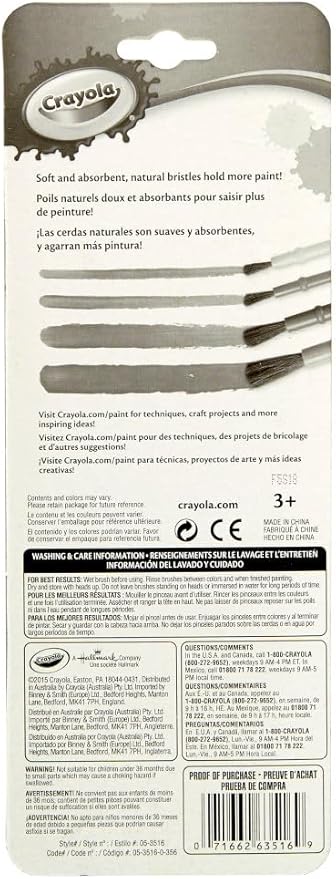 Crayola Kids Paint Brush Set (8ct), Painting Supplies for Kids, Assorted Sizes, Kids Arts & Crafts Supplies for Elementary & Preschool