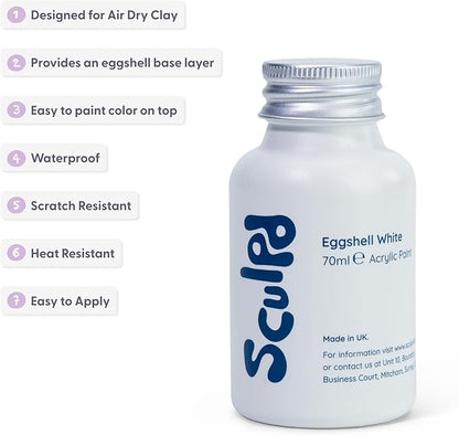 Sculpd Eggshell White Thick Acrylic Paint White Base Coat - Non Toxic Paint for Wood, Air Dry Clay, Pottery, Canvas, Hobby, Craft, Fabric, Rocks - Waterproof Professional Grade Acrylic Paint, 70ml