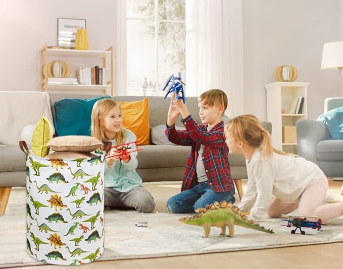 HIYAGON Dinosaur Kids Laundry Hamper Baby Laundry Basket Cute Kids Hamper Toy Storage Bin Boys Hamper and Girls Dinosaur Room Decor(Toy Dinosaur)