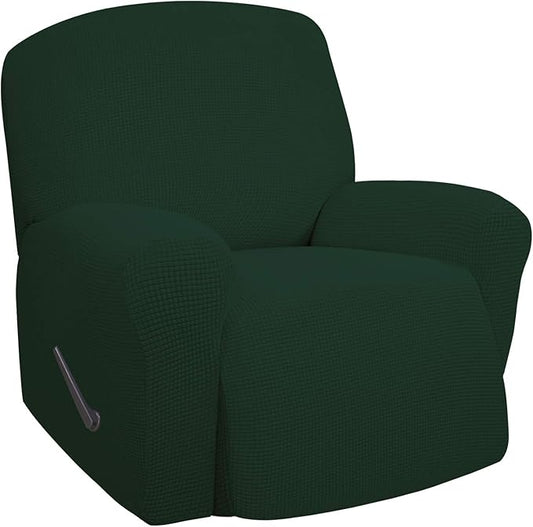 Easy-Going Oversized Recliner Stretch Sofa Slipcover Sofa Cover 1 Piece Furniture Protector Couch Soft with Elastic Bottom Kids,Polyester Spandex Jacquard Small Checks(Oversize Recliner,Dark Green)