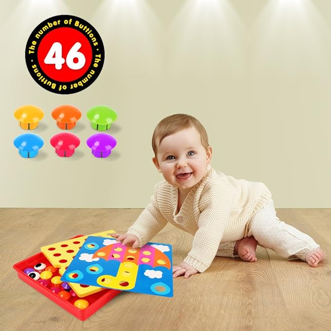 AMOSTING Color Matching Mosaic Pegboard – Sensory Early Learning Kids Activity, Educational Preschool Toys Gifts for Toddlers, Boys & Girls Ages 3+