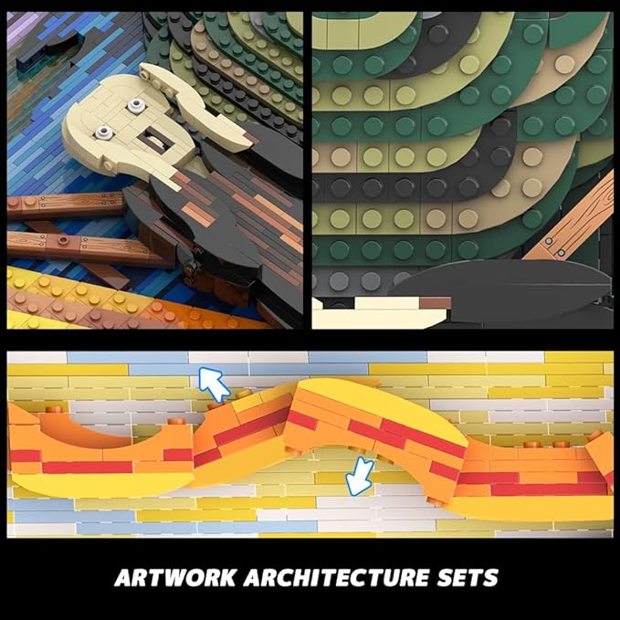 HOGOKIDS The Scream Artwork Building Set - 3D Wall Art Building Kit for Home Office Décor Display Framed DIY Painting Building Blocks Creative Activity for Teens Adults Ideas Birthday Gift - 1800 PCS