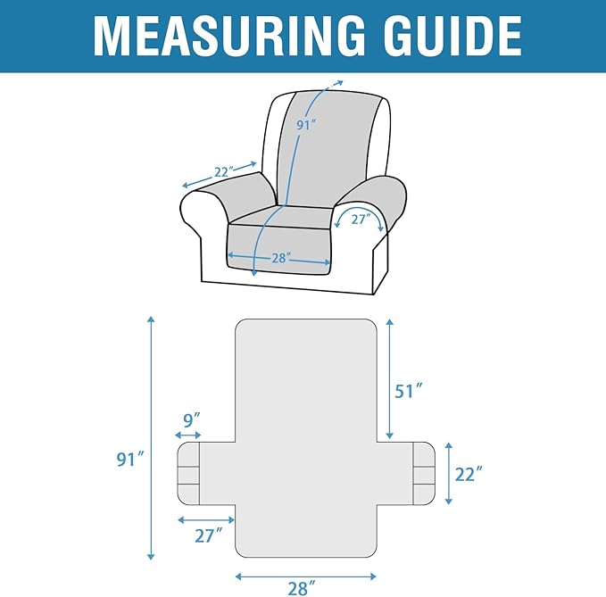 H.VERSAILTEX 100% Waterproof Cover for Recliner Chair 1-Piece Reversible Recliner Covers for Large Recliner with Elastic Straps Sitting Width Up to 28" (Oversized Recliner, Taupe/Beige)