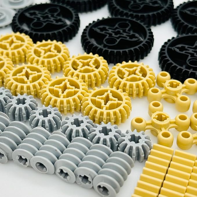 Technical Parts Wheels Gears Building Blocks Accessories Pieces kit Construction Toys Set for Kids 6yrs+ Compatible with Major Brands