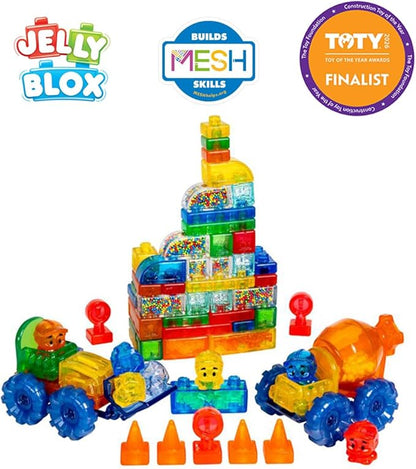 Jelly Blox Construction Site Set | Includes 75 Pieces | Toddler & Preschool Building Blocks Kids Can Squeeze, Stretch, Squish | MESH ACCREDITED | Safety Tested & Ouch-Free | Sensory Play Toy Ages 2+