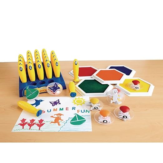 Colorations Easy Knob Grip Stamper Mega Jumbo Pack for Kids, 40 Stampers, 3" x 3", Storytelling, Card Making, Decorating, Pictures, Nature, Vehicles, Shapes, Animals