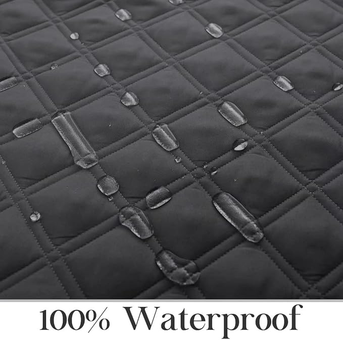 TOMORO Non-Slip Oversized Recliner Cover, 100% Waterproof Quilted Recliner Chair Slipcover Furniture Protector with Pockets, Washable Couch Cover with Elastic Straps for Kids and Pets