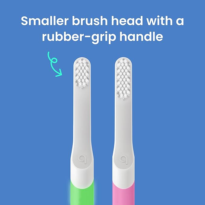 Quip Sonic Toothbrush for Kids with Timer - Includes Extra Brush Head and Travel Cover Mount - Electric, Soft Bristle Refill Head, Rubber Handle, 3 Month Battery Life - Glow in The Dark, Green