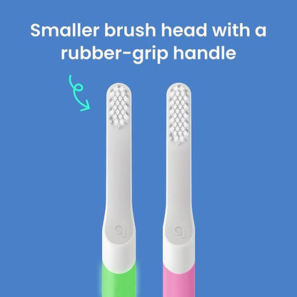 Quip Sonic Toothbrush for Kids with Timer - Includes Extra Brush Head and Travel Cover Mount - Electric, Soft Bristle Refill Head, Rubber Handle, 3 Month Battery Life - Glow in The Dark, Green
