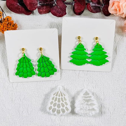 Xaekicr Christmas Tree Polymer Clay Cutters – 3 Style Clay Cutters for Holiday Earrings, Christmas Clay Tools for Polymer Clay Jewelry and Crafts