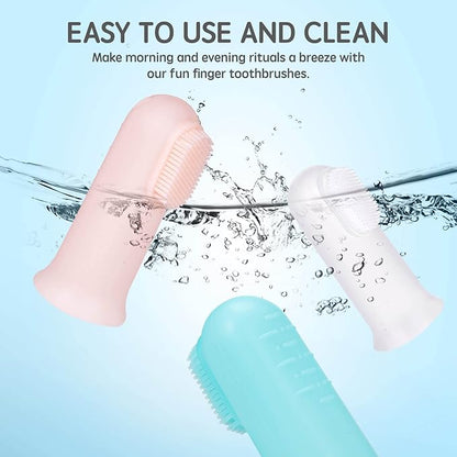 Jochebed Baby Finger Toothbrush for Training Teething - Infant & Toddles & Kids Teeth Brush Soft Babies Tooth Brushing Oral Cleaning Massager to Train Your Child Healthy Oral Habits -3 PCS