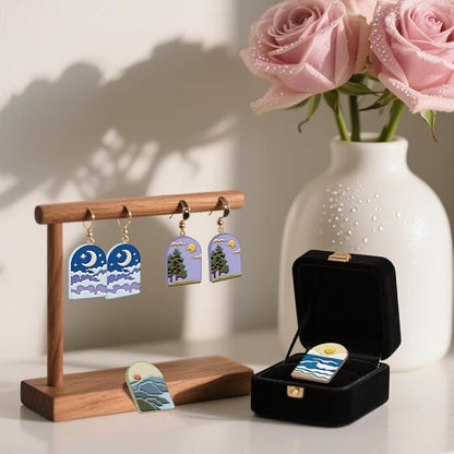 ORIGACH 12 Pcs Mountain Landscape Polymer Clay Cutters,Sun Moon and Scenery Design Clay Cutters for Polymer Clay Jewelry Earrings with a Clear Storage Box